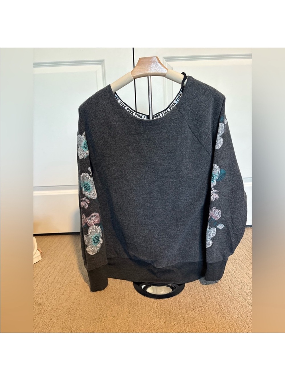 Pink - Floral Sleeve Womens sweatshirt size XS